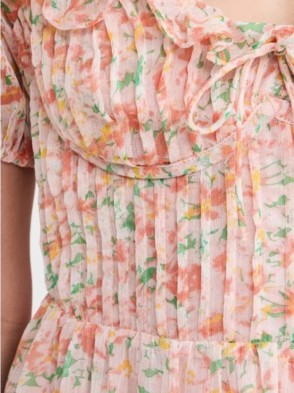 Floral Pleated Pink Peasant Top